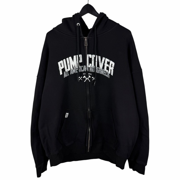 Mens All American Roughneck Full Zip Pump Cover Gym Black Hoodie Size 2XL - Picture 1 of 9